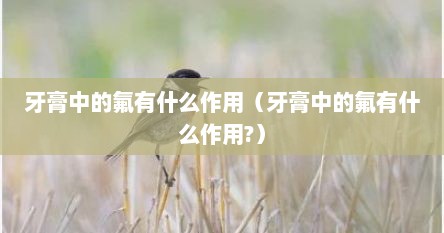 牙膏中的氟有什么作用（牙膏中的氟有什么作用?）