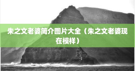朱之文老婆简介图片大全（朱之文老婆现在模样）