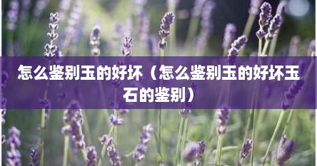 如何鉴别玉的好坏（怎样鉴别玉石的好坏?）