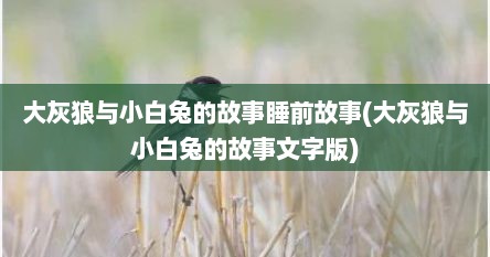 大灰狼与小白兔的故事睡前故事(大灰狼与小白兔的故事文字版)