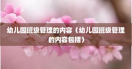 幼儿园班级管理的内容（幼儿园班级管理的内容包括）