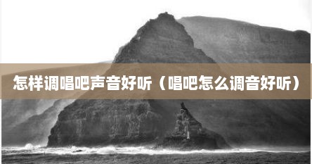 怎样调唱吧声音好听（唱吧怎么调音好听）