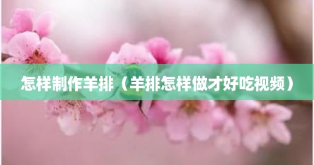 怎样制作羊排（羊排怎样做才好吃视频）