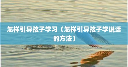 怎样引导孩子学习（怎样引导孩子学说话的方法）