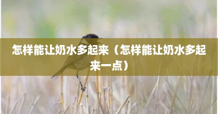 怎样能让奶水多起来（怎样能让奶水多起来一点）