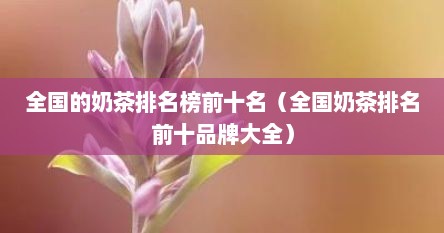 全国的奶茶排名榜前十名（全国奶茶排名前十品牌大全）
