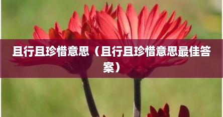 且行且珍惜意思（且行且珍惜意思最佳答案）