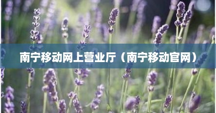 南宁移动网上营业厅（南宁移动官网）