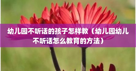 幼儿园不听话的孩子怎样教（幼儿园幼儿不听话怎么教育的方法）