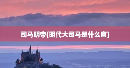 司马明帝(明代大司马是什么官)