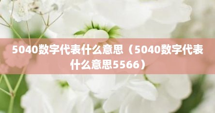 5040数字代表什么意思（5040数字代表什么意思5566）