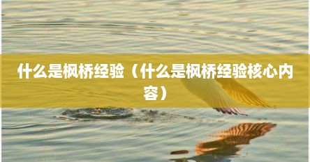 什么是枫桥经验（什么是枫桥经验核心内容）