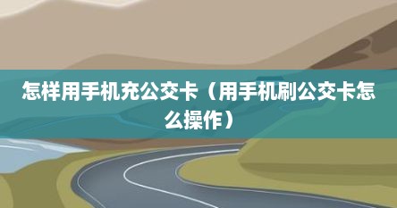 怎样用手机充公交卡（用手机刷公交卡怎么操作）