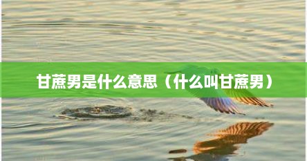 甘蔗男是什么意思（什么叫甘蔗男）