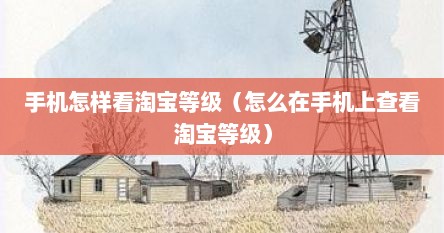 手机怎样看淘宝等级（怎么在手机上查看淘宝等级）