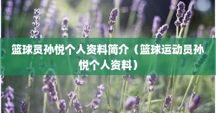篮球员孙悦个人资料简介（篮球运动员孙悦个人资料）