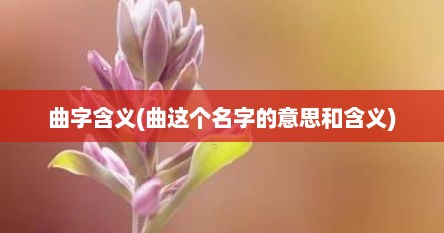 曲字含义(曲这个名字的意思和含义)
