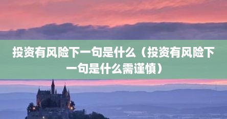 投资有风险下一句是什么（投资有风险下一句是什么需谨慎）