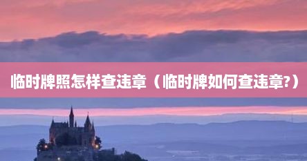 临时牌照怎样查违章（临时牌如何查违章?）
