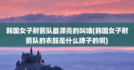 韩国女子射箭队最漂亮的叫啥(韩国女子射箭队的衣服是什么牌子的啊)