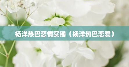 杨洋热巴恋情实锤（杨洋热巴恋爱）