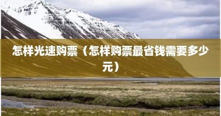 怎样光速购票（怎样购票最省钱需要多少元）