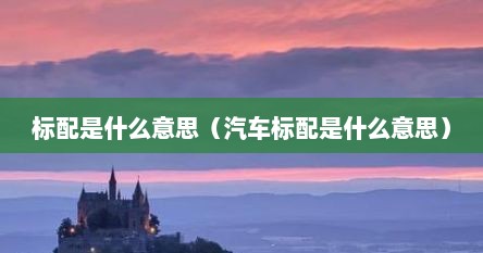 标配是什么意思（汽车标配是什么意思）