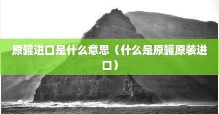 原罐进口是什么意思（什么是原罐原装进口）