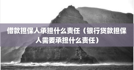 借款担保人承担什么责任（银行贷款担保人需要承担什么责任）