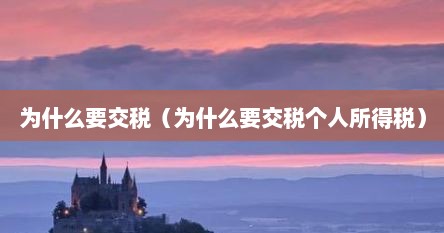 为什么要交税（为什么要交税个人所得税）