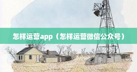 怎样运营app（怎样运营微信公众号）