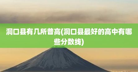 洞口县有几所普高(洞口县最好的高中有哪些分数线)