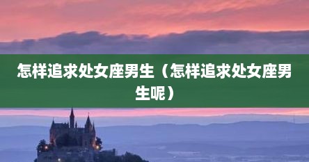 怎样追求处女座男生（怎样追求处女座男生呢）