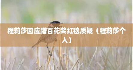 程莉莎回应蹭百花奖红毯质疑（程莉莎个人）