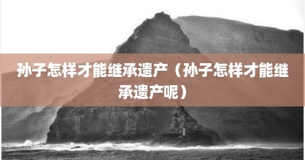 孙子怎样才能继承遗产（孙子怎样才能继承遗产呢）