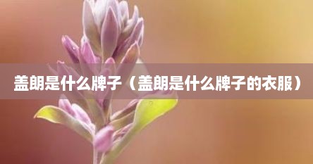 盖朗是什么牌子（盖朗是什么牌子的衣服）