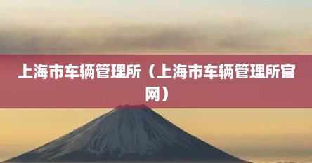 上海市车辆管理所（上海市车辆管理所官网）
