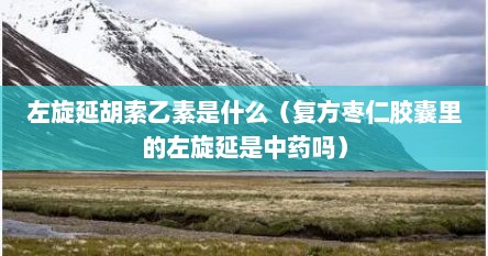 左旋延胡索乙素是什么（复方枣仁胶囊里的左旋延是中药吗）