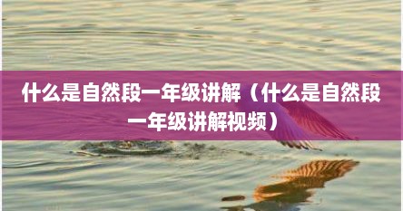 什么是自然段一年级讲解（什么是自然段一年级讲解视频）