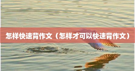 怎样快速背作文（怎样才可以快速背作文）