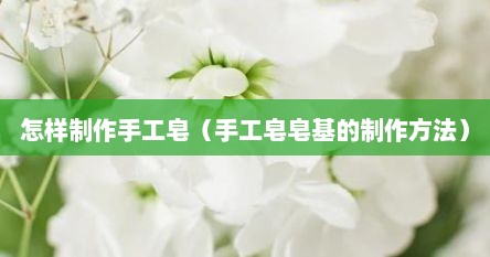 怎样制作手工皂（手工皂皂基的制作方法）