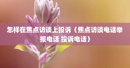 怎样在焦点访谈上投诉（焦点访谈电话举报电话 投诉电话）