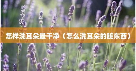 怎样洗耳朵最干净（怎么洗耳朵的脏东西）