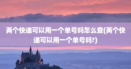 两个快递可以用一个单号吗怎么查(两个快递可以用一个单号吗?)