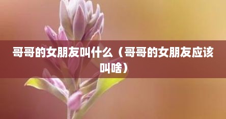 哥哥的女朋友叫什么（哥哥的女朋友应该叫啥）