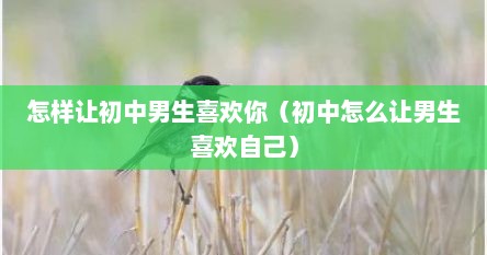怎样让初中男生喜欢你（初中怎么让男生喜欢自己）