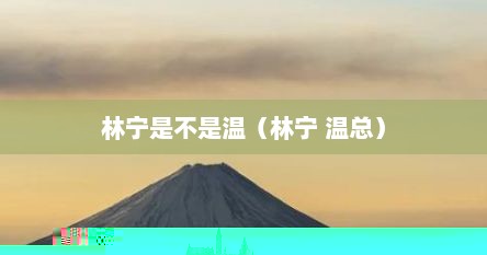 林宁是不是温（林宁 温总）