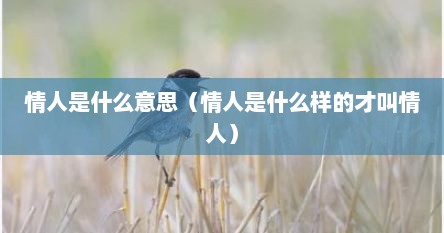 情人是什么意思(情人是什么样的才叫情人) 情人是什么意思(情人是什么样的才叫情人)