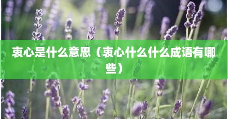衷心是什么意思（衷心什么什么成语有哪些）