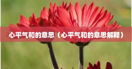 心平气和的意思（心平气和的意思解释）